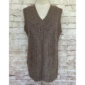 Vero Moda Briella Sleeveless V Neck Cable Knit Sweater Vest Brown Size S NEW